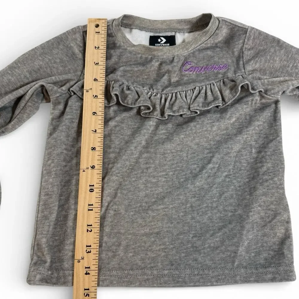 Converse Girls 4T Gray Ruffle A-Line Sweatshirt Long Sleeve Pullover